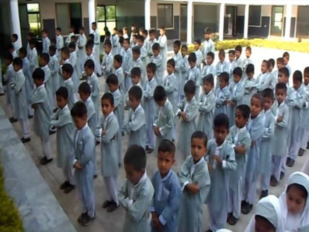 Students gathered for morning assembly
