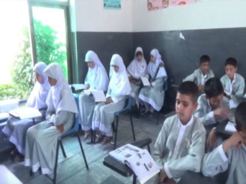 Girls studying in the classroom